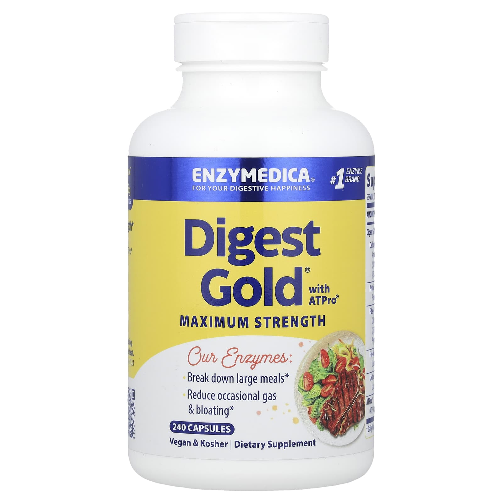 Ферментный комплекс Digest Gold with ATPro Enzymedica Digest Gold® with ATPro® Maximum Strength, 240 капсул