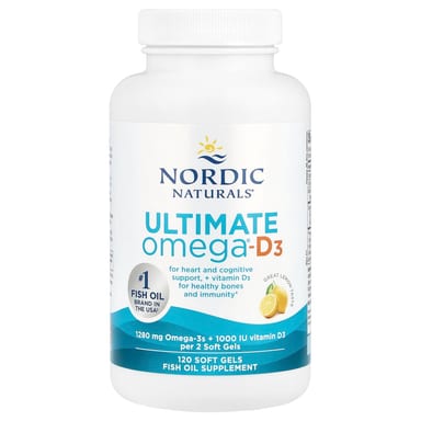 Витамин D3 Nordic Naturals Ultimate Omega®-, вкус Lemon, 120 мягких капсул
