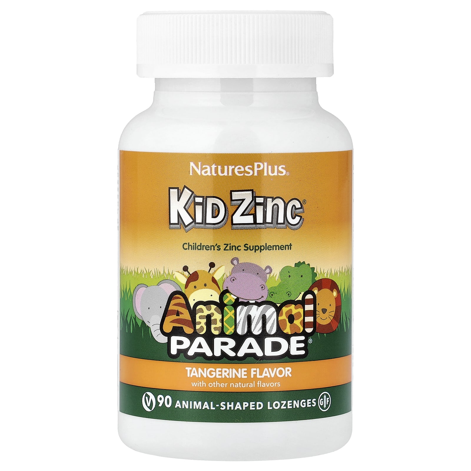 Цинк NaturesPlus Animal Parade® Kid® 90 Animal-Shaped Lozenges, вкус Tangerine, пастилки