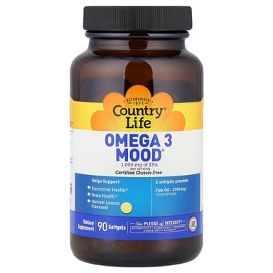 Омега-3 Country Life Mood®, вкус Natural Lemon, 90 мягких капсул