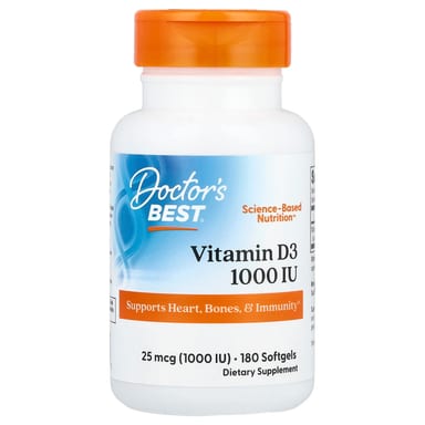 Витамин D3 Doctor's Best, 25 мкг (1000 МЕ), 180 мягких капсул