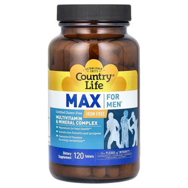 Мультивитаминно-минеральный комплекс Country Life Max For Men Complex Iron-Free, 120 таблеток