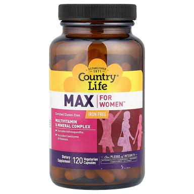 Мультивитаминно-минеральный комплекс Country Life Max for Women™ Complex Iron Free, 120 растительных капсул