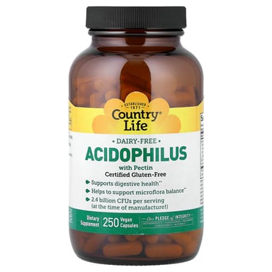 Пробиотик ацидофилус Country Life with Pectin, 250 растительных капсул