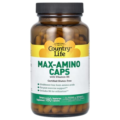 Витамин B6 Country Life Max-Amino Caps, 180 растительных капсул