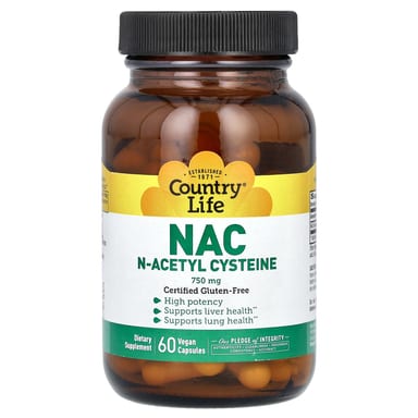 NAC Country Life N-Acetyl Cysteine, 750 мг, 60 растительных капсул