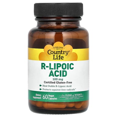 R-липоевая кислота Country Life R-Lipoic Acid, 100 мг, 60 растительных капсул