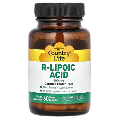 Фото товара: R-липоевая кислота Country Life R-Lipoic Acid, 100 мг, 60 растительных капсул