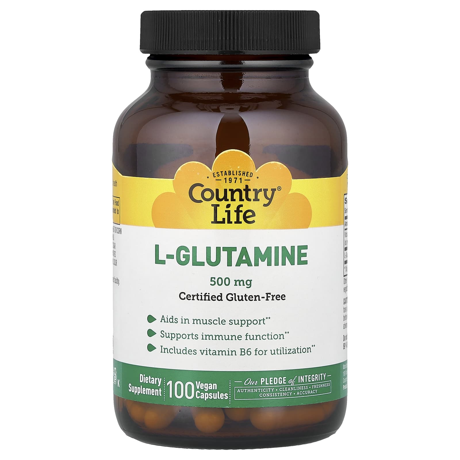 L-глютамин Country Life L-Glutamine 100 Vegan Caps