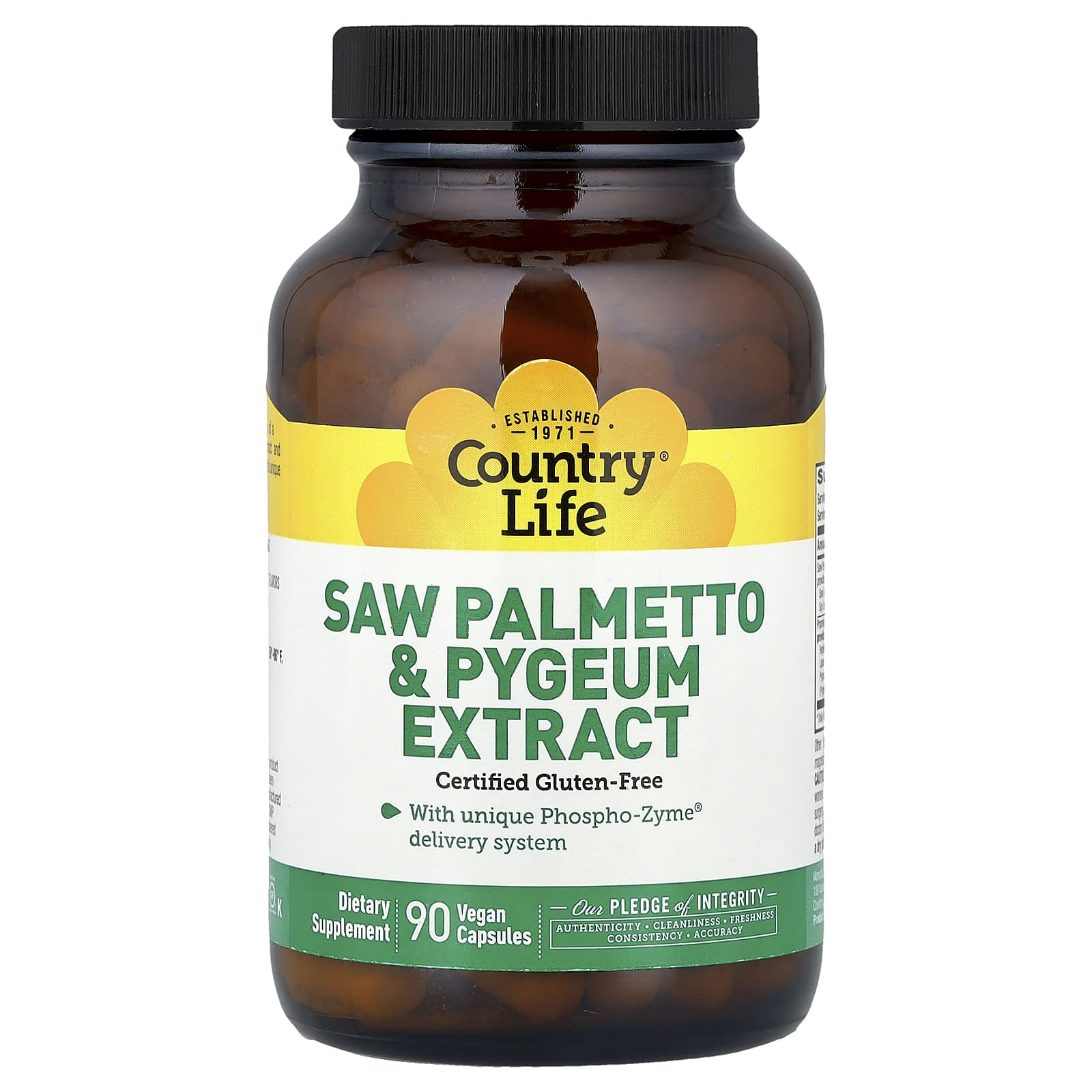 Пальметто Country Life & Pygeum Extract, 90 растительных капсул