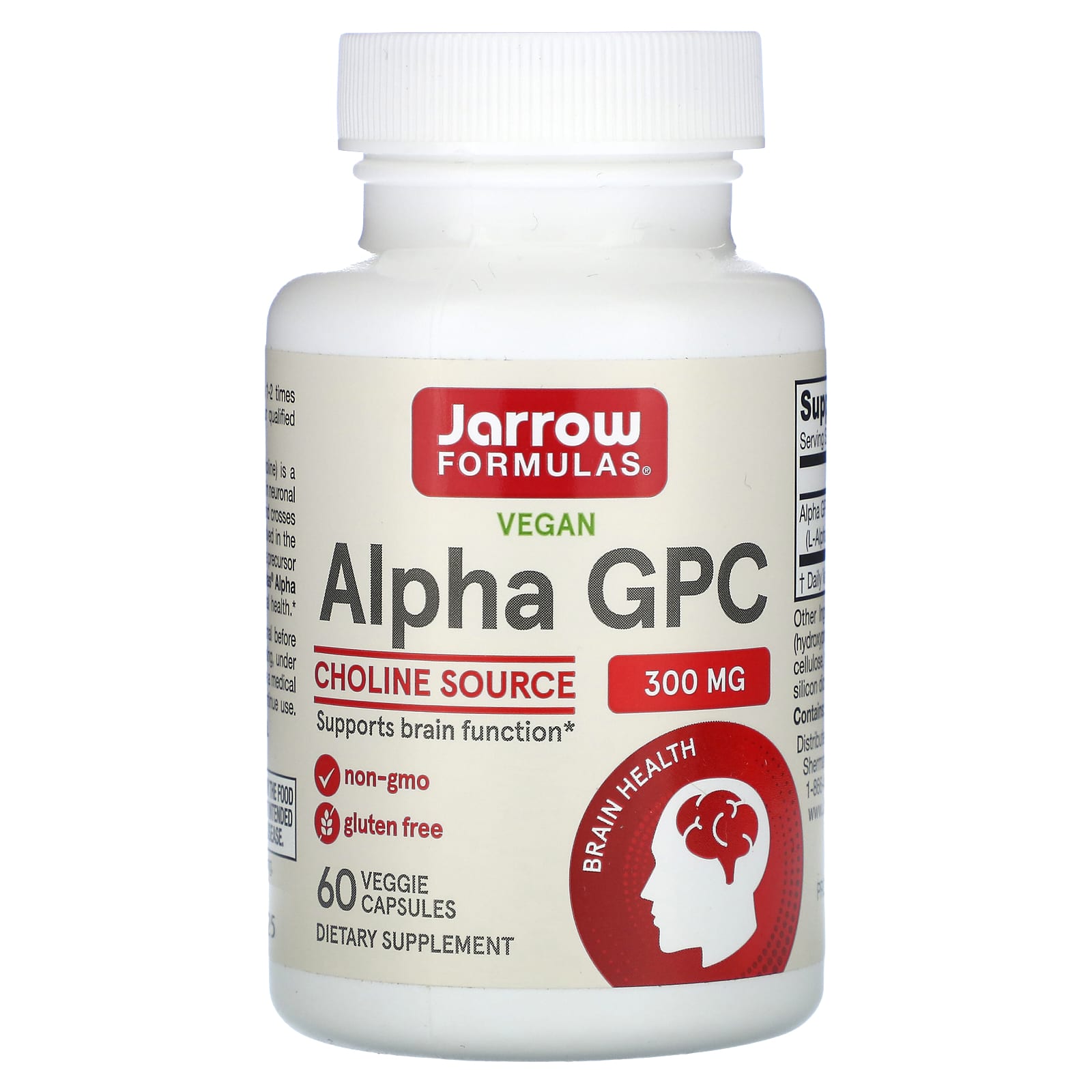 Альфа-GPC Jarrow Formulas, 300 мг, 60 растительных капсул