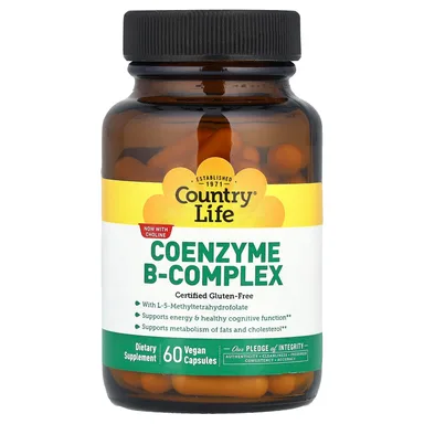 Фото товара: Комплекс витаминов B Country Life Coenzyme B-Complex, 60 растительных капсул