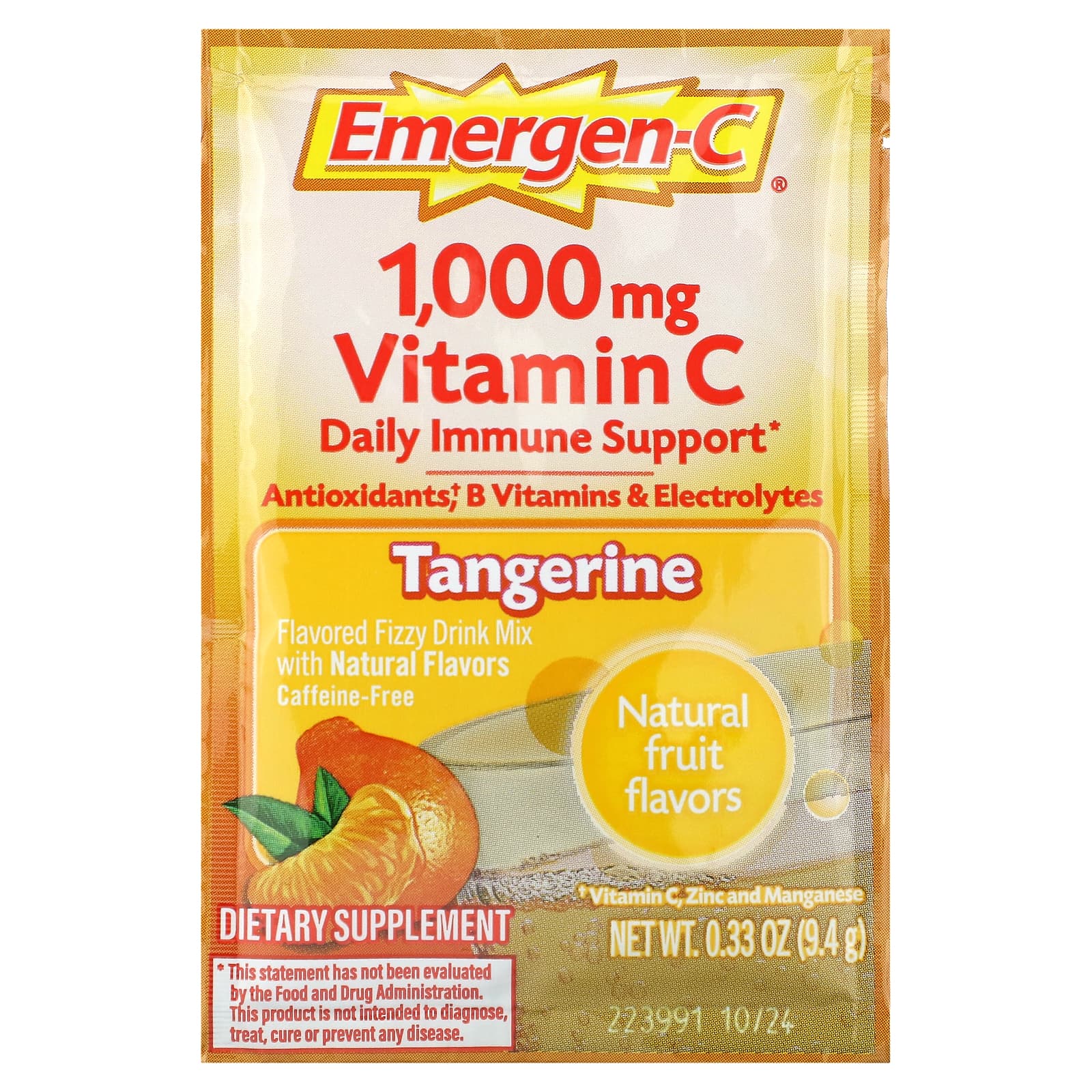 Витамин C Emergen-C Tangerine, оттенок 30 Packets, 1000 мг, 9.4 г, саше