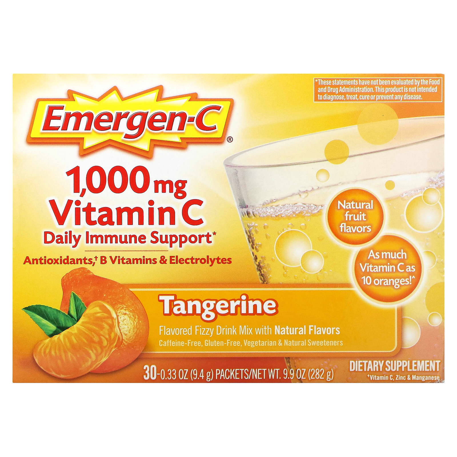 Витамин C Emergen-C Tangerine, оттенок 30 Packets, 1000 мг, 9.4 г, саше — фото 2