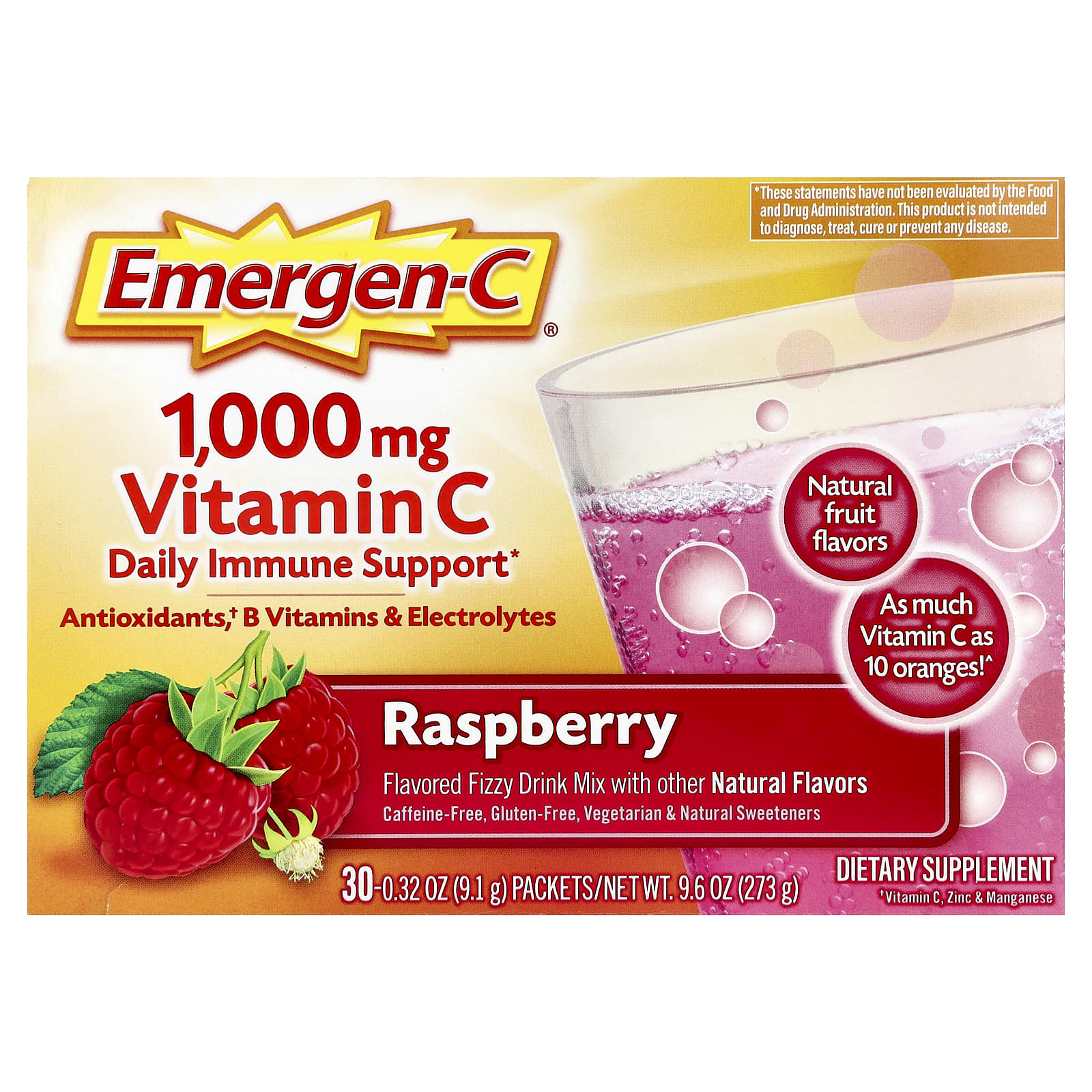 Витамин C Emergen-C Raspberry, оттенок 30 Packets, 9.1 г, саше — фото 2