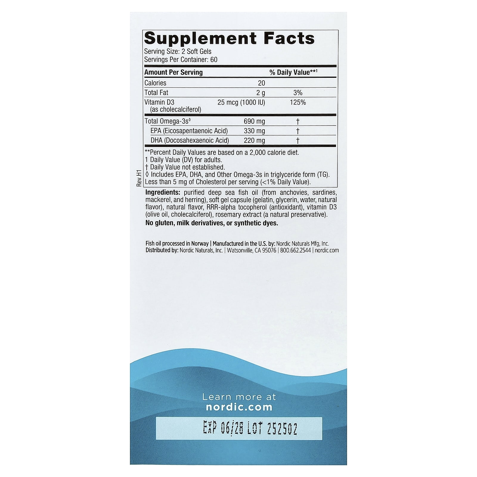 Омега-3 с витамином D Nordic Naturals Omega-3D™, вкус Great Lemon, 120 мягких капсул — фото 3