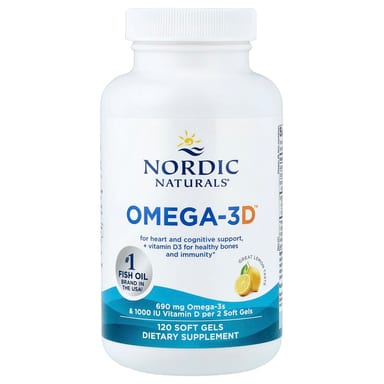 Омега-3 с витамином D Nordic Naturals Omega-3D™, вкус Great Lemon, 120 мягких капсул