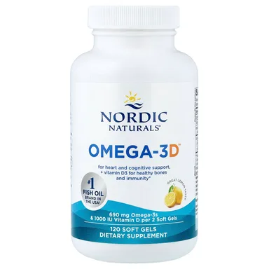 Фото товара: Омега-3 с витамином D Nordic Naturals Omega-3D™, вкус «лимон», 120 мягких капсул