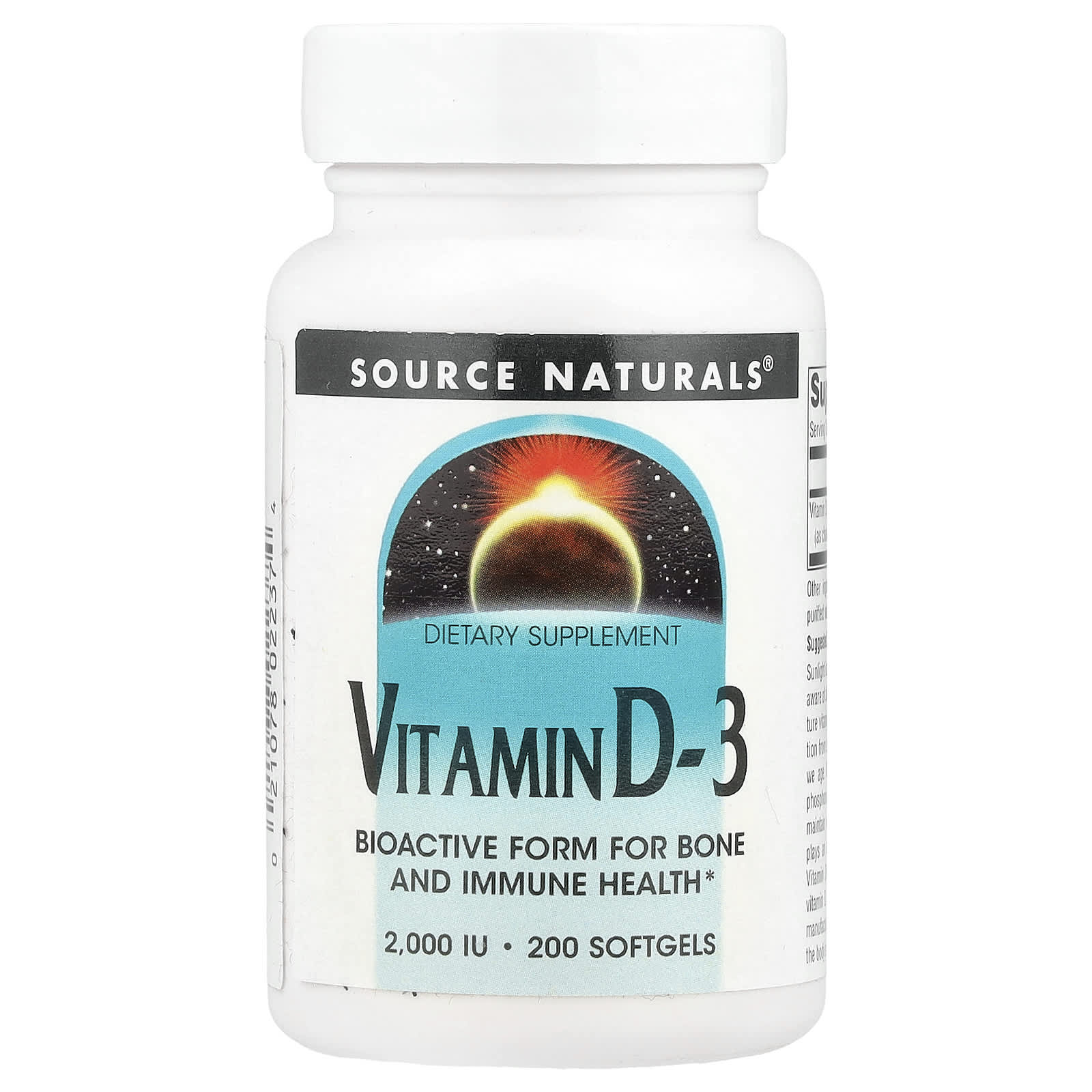 Витамин D3 Source Naturals, 50 мкг (2000 МЕ), 200 мягких капсул