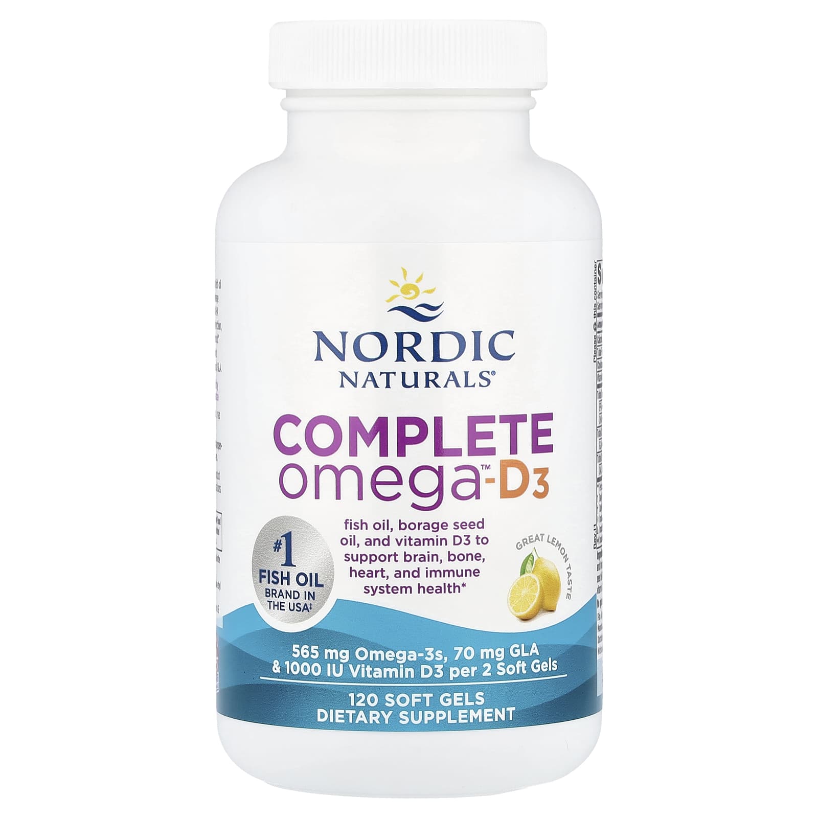 Омега-комплекс Nordic Naturals™-D3, вкус Lemon, 120 мягких капсул