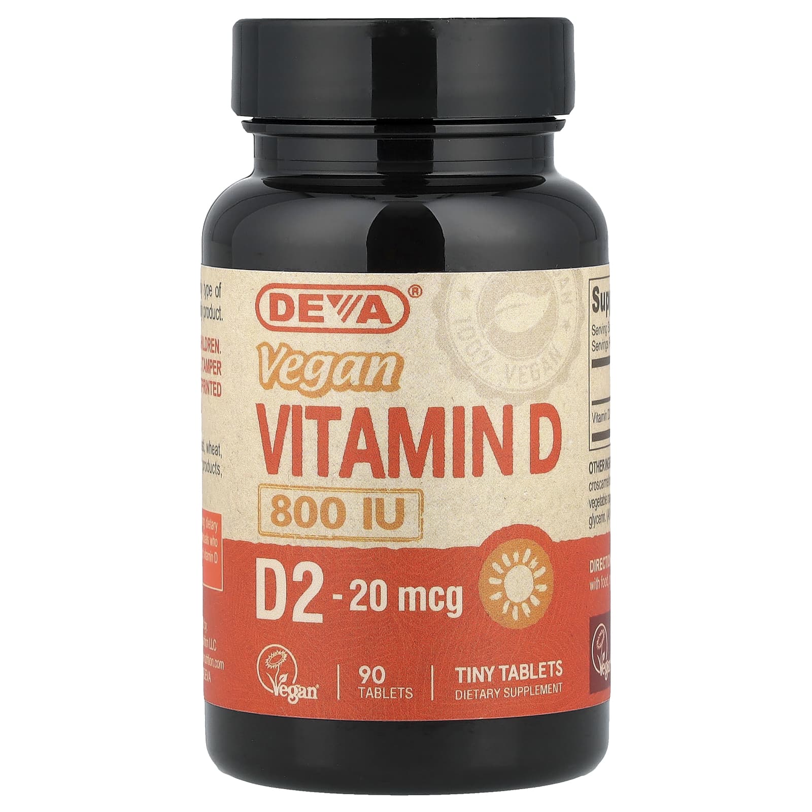 Витамин D2 Deva Vegan, 20 мкг (800 МЕ), 90 таблеток