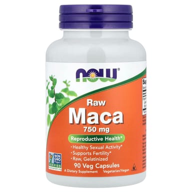 Мака NOW Foods Raw, 750 мг, 90 растительных капсул