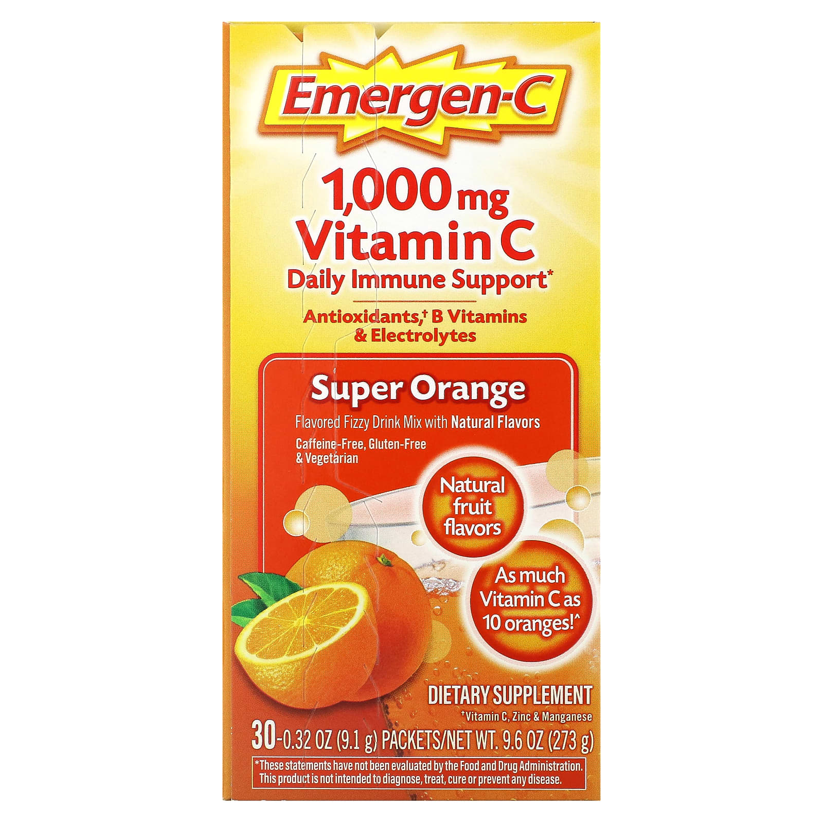 Витамин C Emergen-C Super Orange, оттенок 30 Packets, 1000 мг, 9.1 г, саше — фото 2