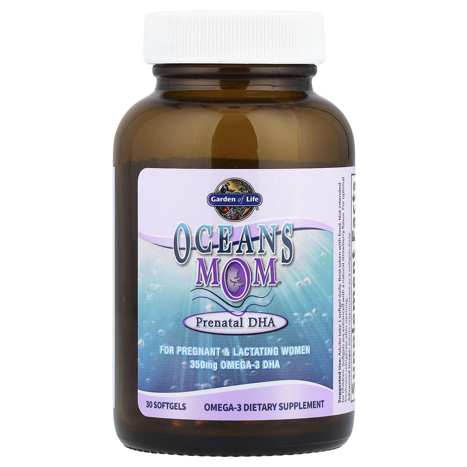 DHA для беременных Garden of Life Oceans Mom® Strawberry, 350 мг, 30 мягких капсул