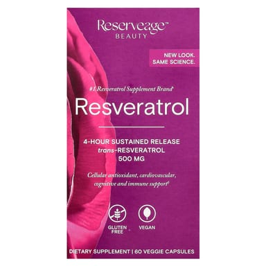 Ресвератрол Reserveage Beauty, 60 растительных капсул