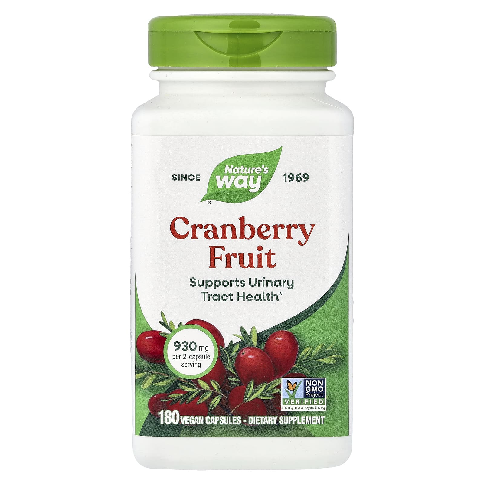 Клюква Nature's Way, вкус Cranberry Fruit, 465 мг, 180 растительных капсул