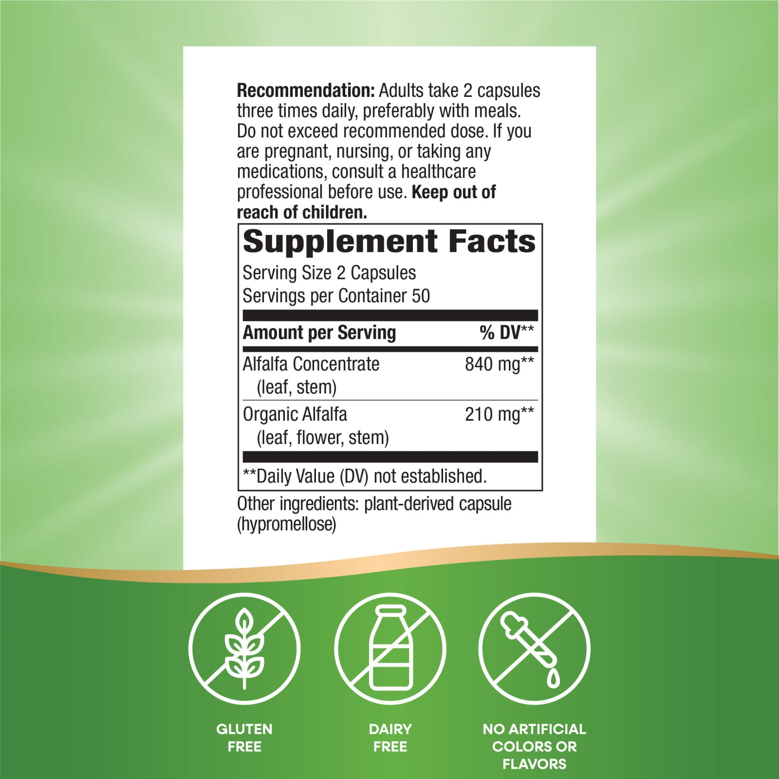 Люцерна Nature's Way Alfa-Max® Concentrate, 100 растительных капсул — фото 7