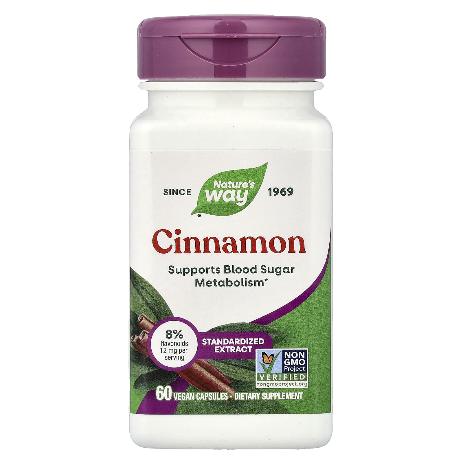Корица Nature's Way, вкус Cinnamon, 60 растительных капсул