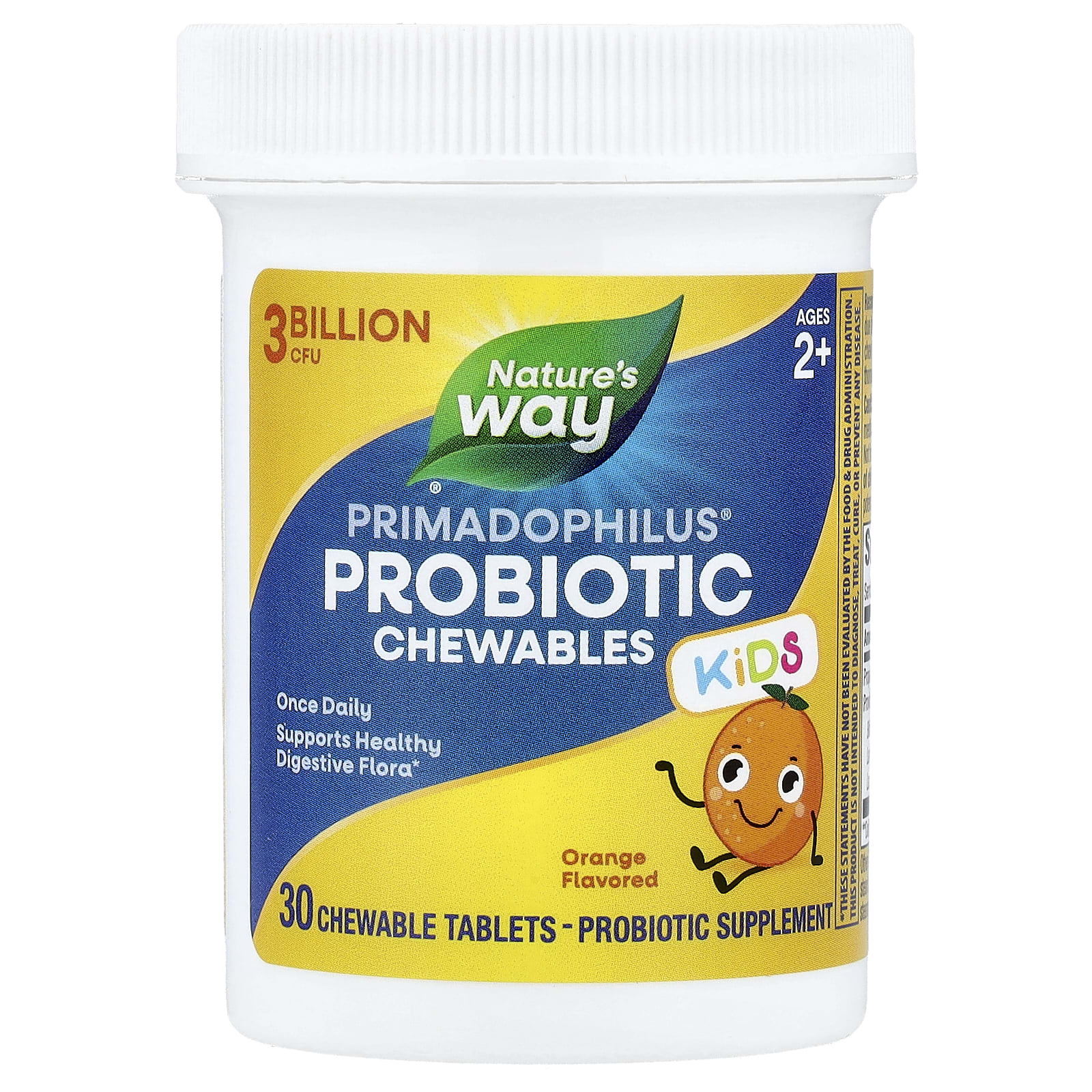 Детский пробиотик Nature's Way Primadophilus® Chewable, вкус Orange, для детей от 2 лет, 3 млрд КОЕ, 30 жевательных таблеток