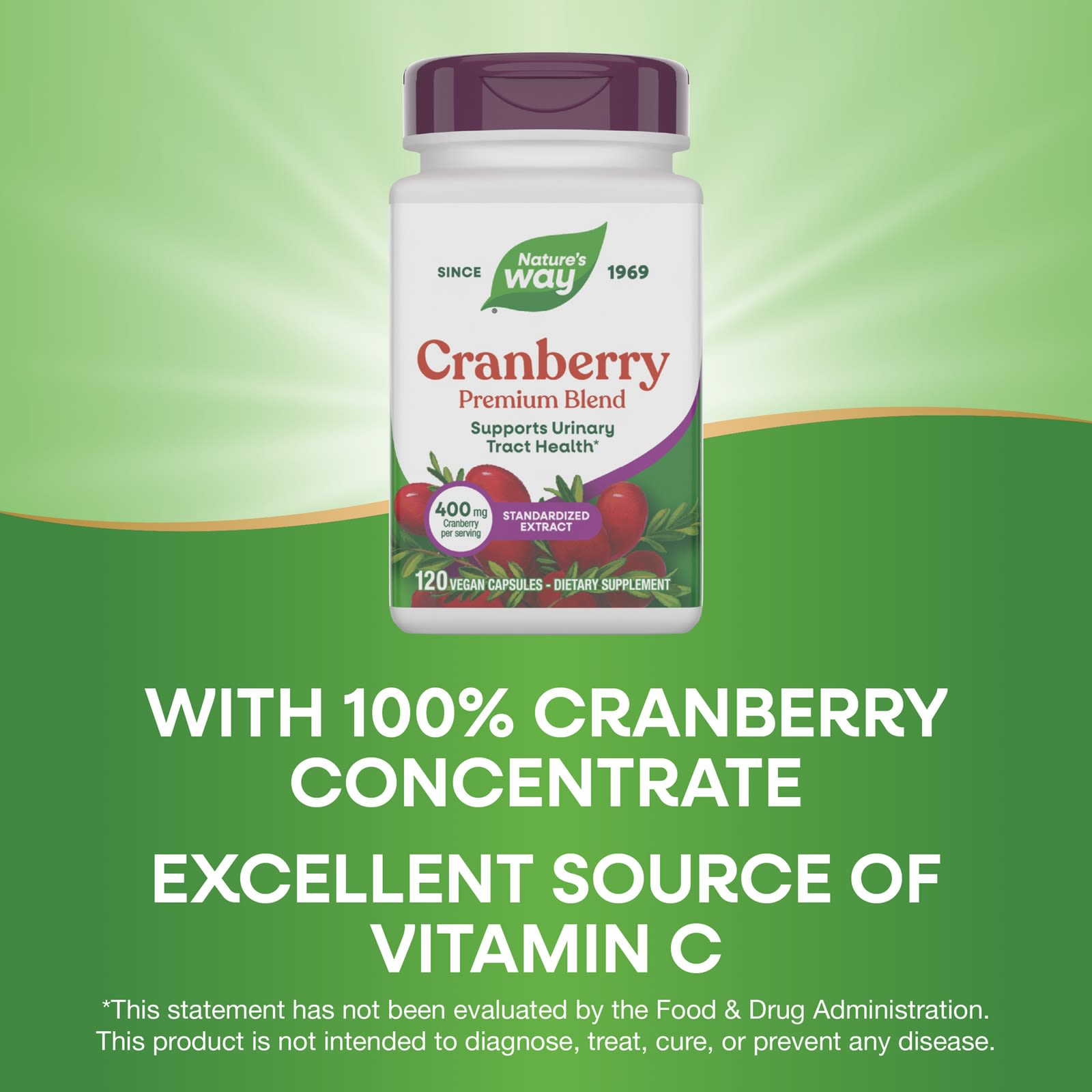 Клюква Nature's Way Premium Blend, вкус Cranberry, 120 растительных капсул — фото 5