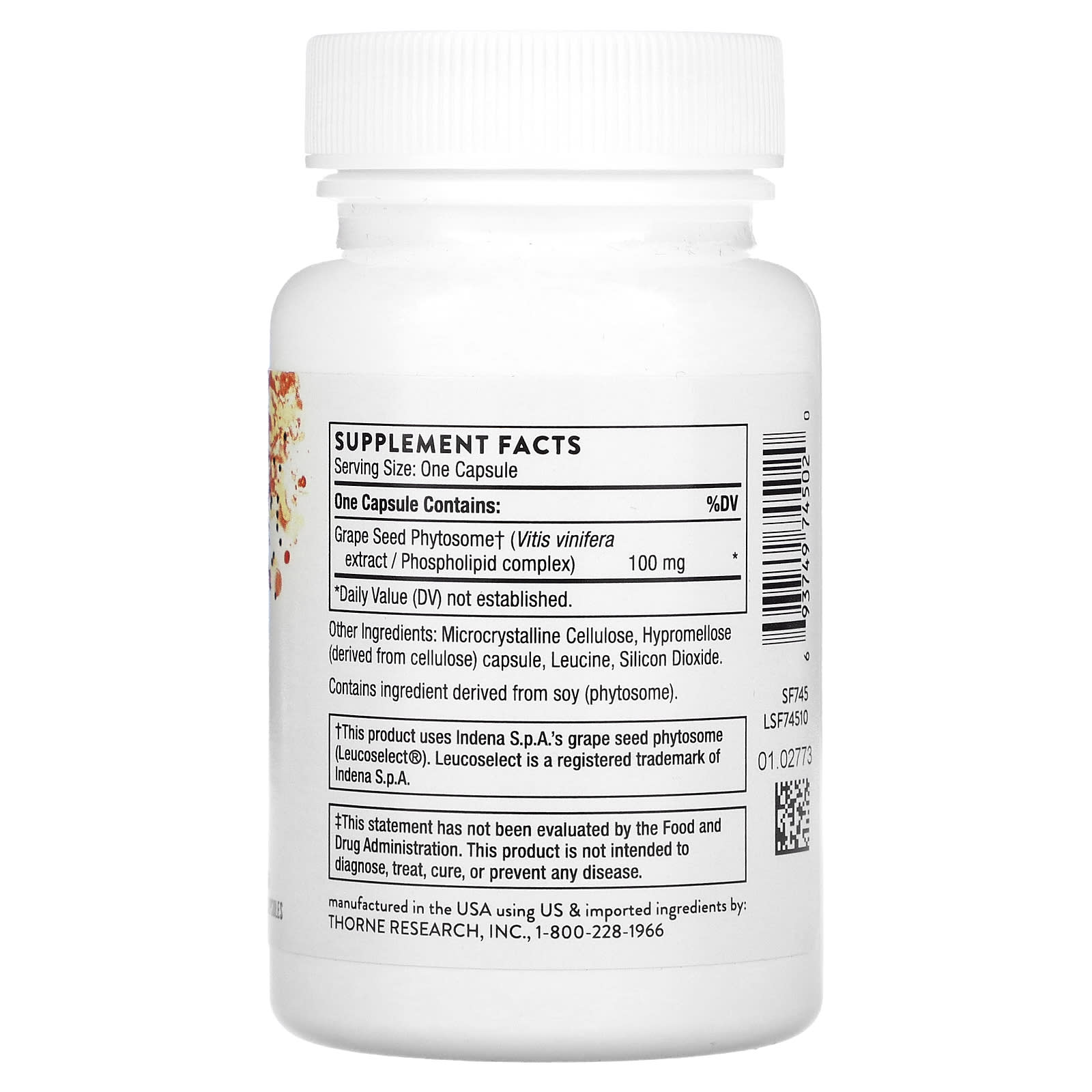 Экстракт виноградных косточек Thorne, вкус Grape Seed Extract, 100 мг, 60 капсул — фото 2