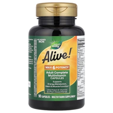 Мультивитамины Nature's Way Alive!® Max6 Potency Adult Complete No Added Iron, 90 капсул