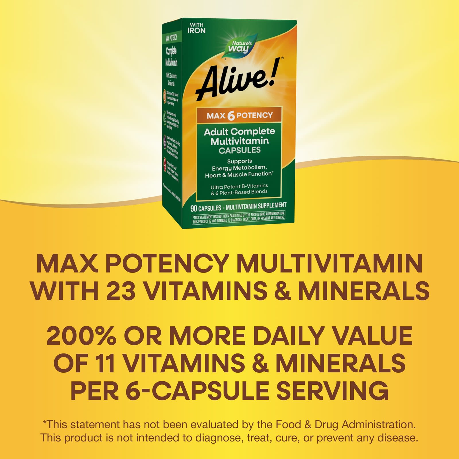 Мультивитамины Nature's Way Alive!® Max 6 Potency Adult Complete With Iron, 90 капсул — фото 7