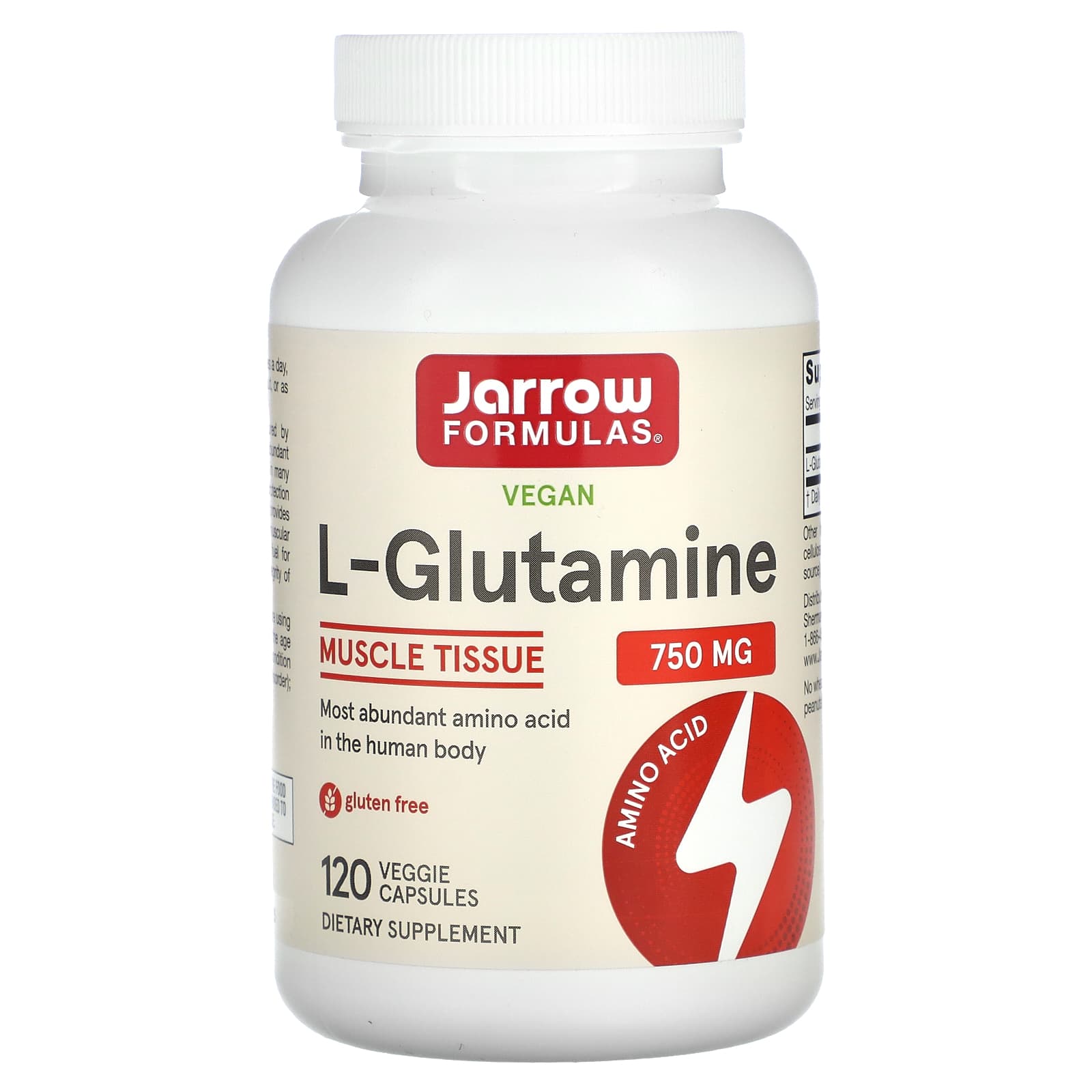 L-глютамин Jarrow Formulas L-Glutamine, 750 мг, 120 растительных капсул