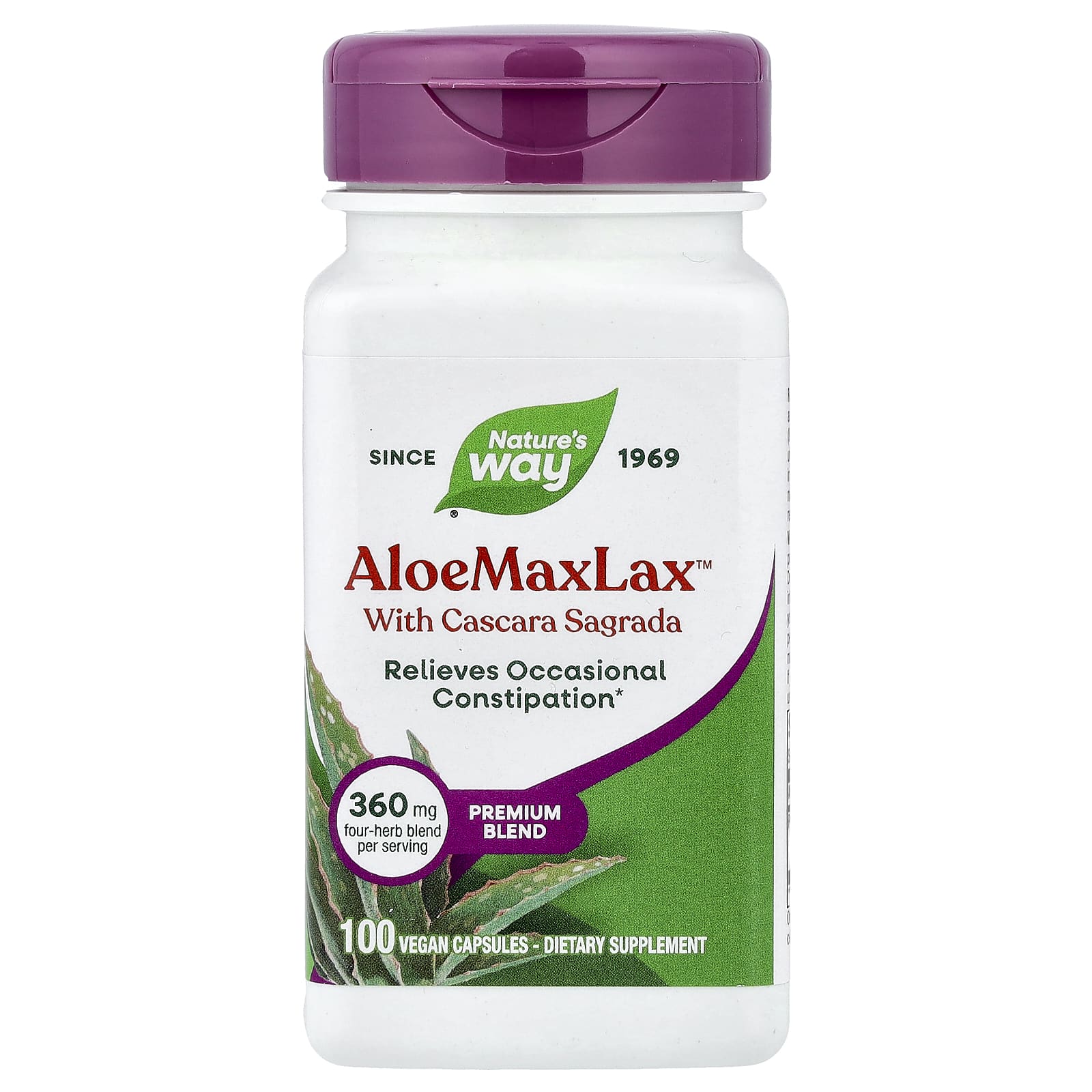 Каскара саграда Nature's Way AloeMaxLax™, 100 растительных капсул — фото 2