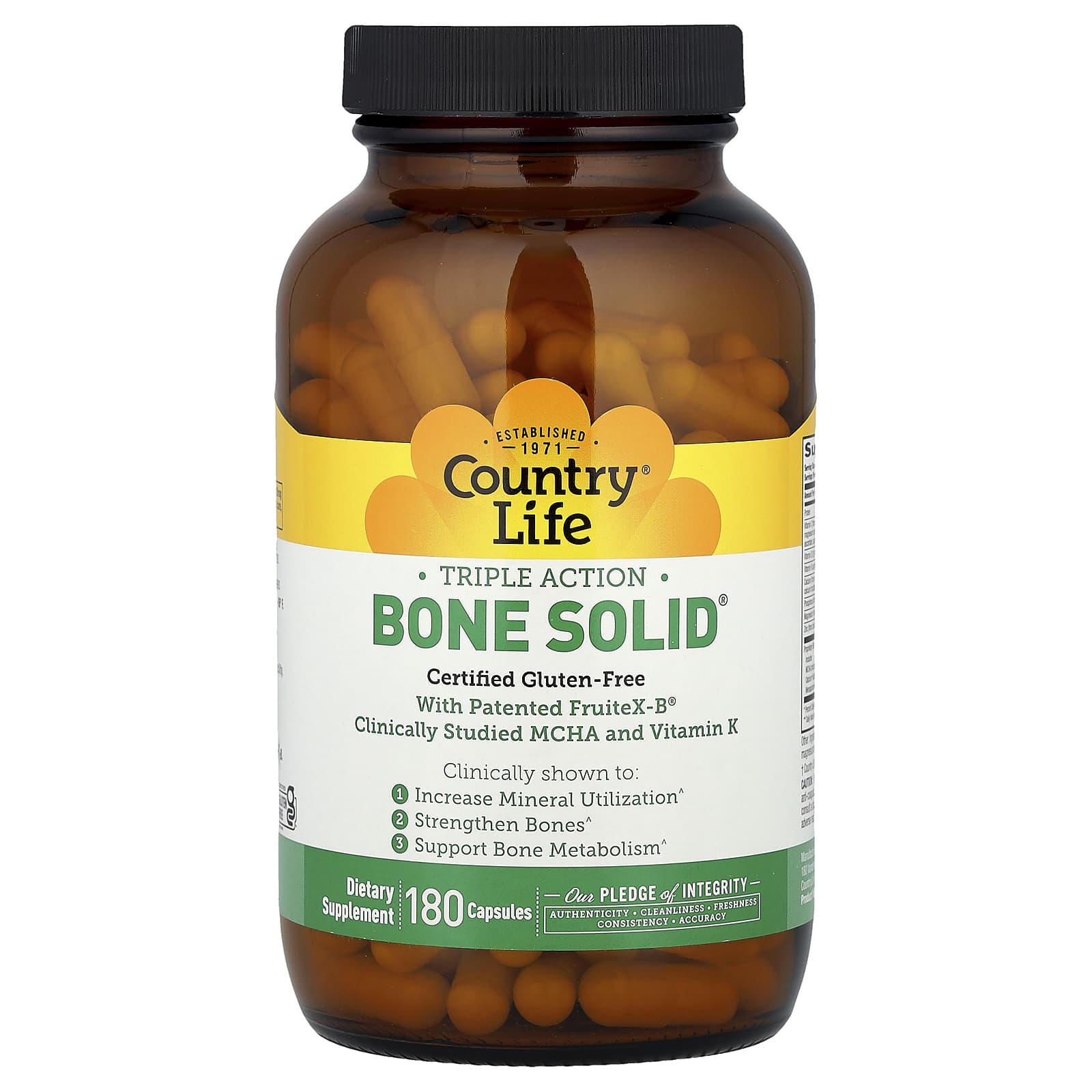 Тройное действие Bone Solid® Country Life, 180 капсул