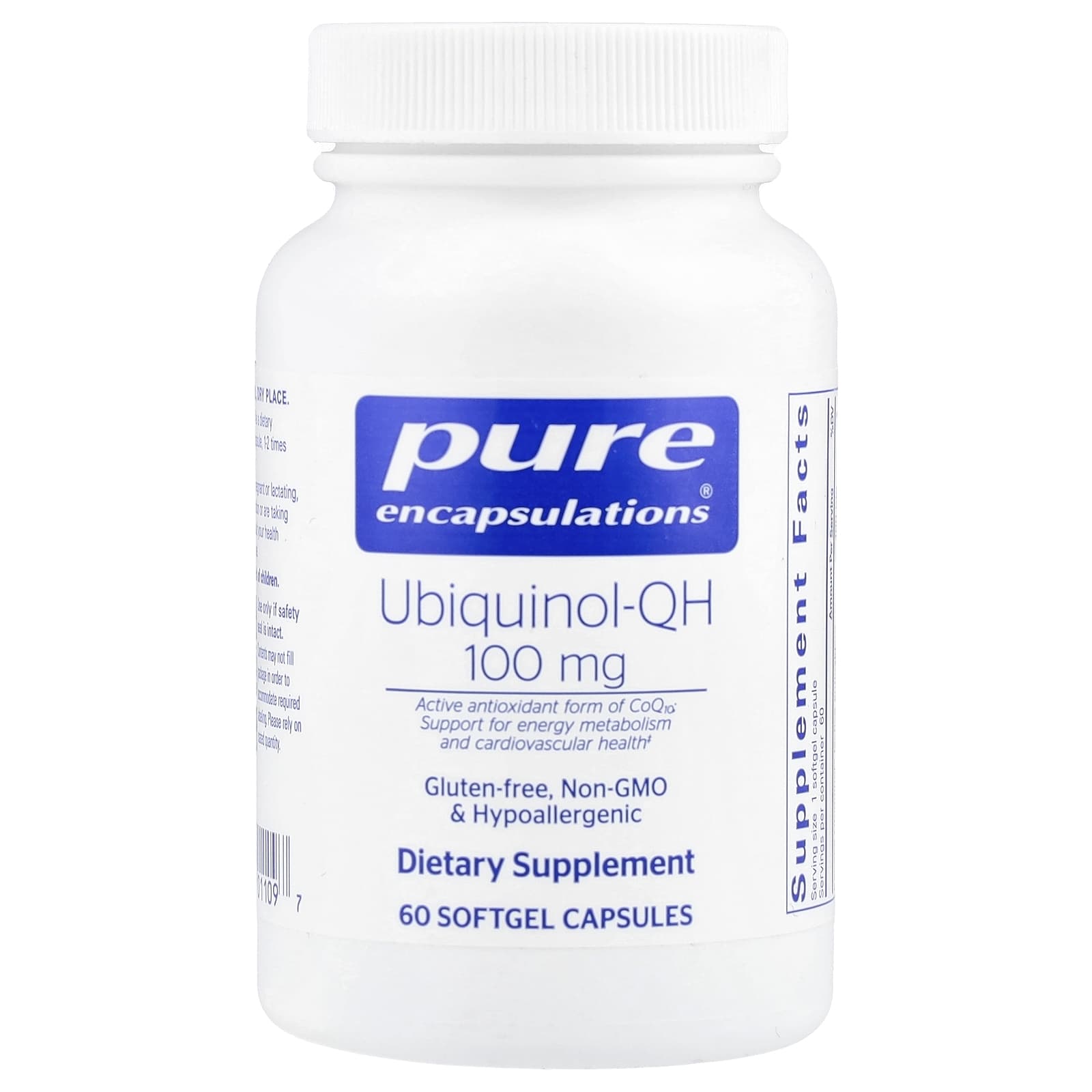 Убихинол Pure Encapsulations -QH, 100 мг, 60 мягких капсул