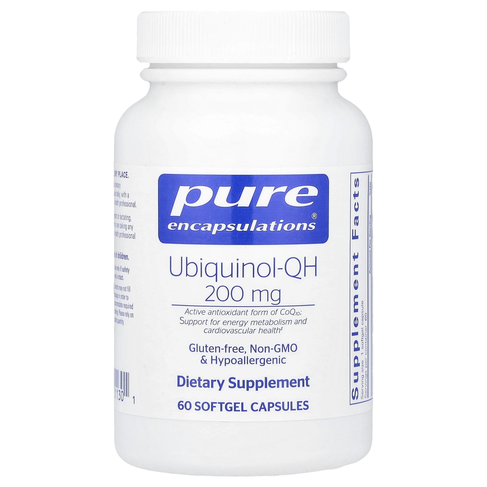 Убихинол Pure Encapsulations -QH, 200 мг, 60 мягких капсул