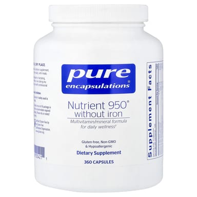 Железо Pure Encapsulations Nutrient 950® Without, 360 капсул