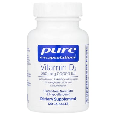 Витамин D3 Pure Encapsulations, 250 мкг (10000 МЕ), 120 капсул