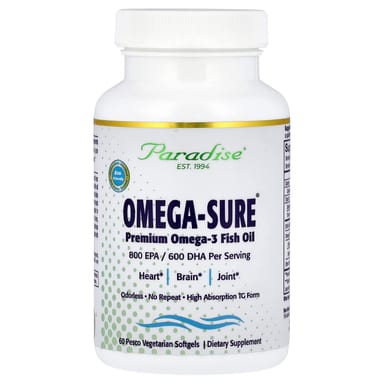Рыбий жир Paradise Herbs Sure® Premium Omega-3 60 Pesco Vegetarian, мягкие капсулы