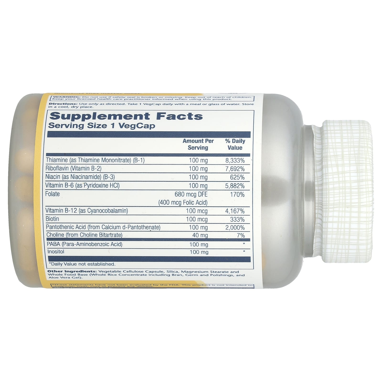 Комплекс витаминов B Solaray Vitamin B-Complex 100, 100 растительных капсул — фото 2