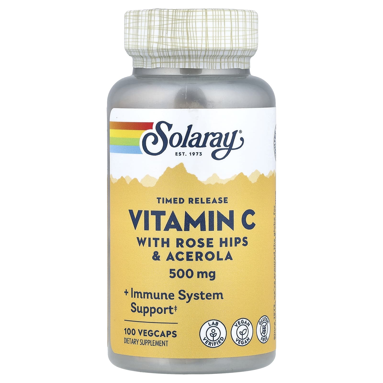 Витамин C Solaray Timed Release With Rose Hips & Acerola, 500 мг, 100 растительных капсул — фото 4