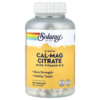 Фото товара: Витамин D2 Solaray Cal-Mag Citrate with Vitamin D-2, 180 растительных капсул