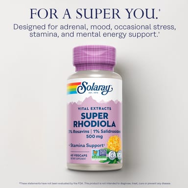 Родиола Solaray Vital Extracts Super, 500 мг, 60 растительных капсул