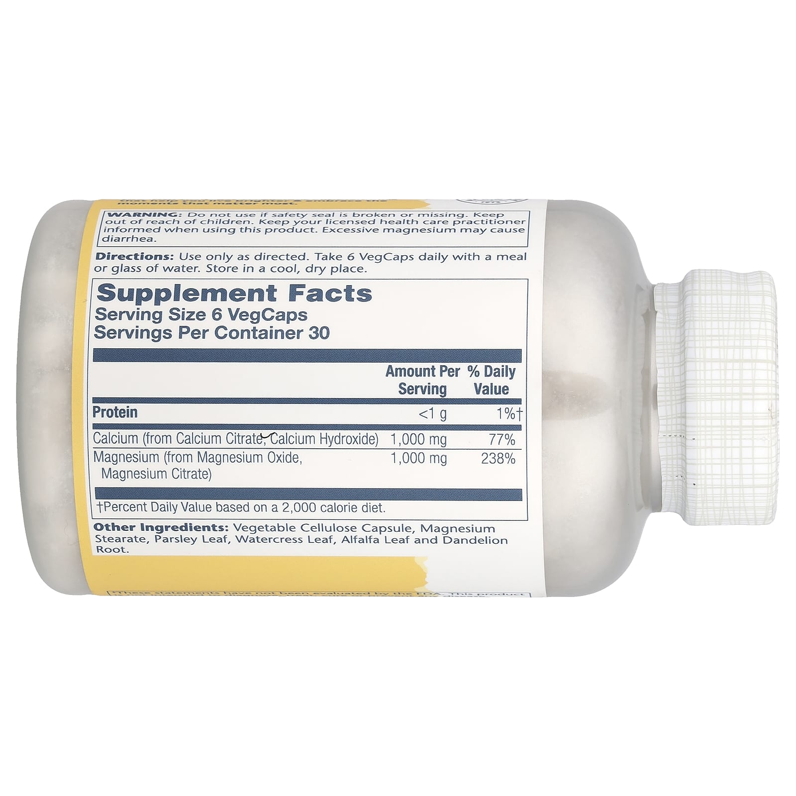 Комплекс кальция и магния Solaray Cal-Mag Citrate 1:1 Ratio, 180 растительных капсул — фото 2